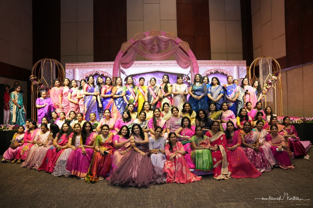 Members of the DEWI collective gathered on stage at an annual celebration in Hyderabad